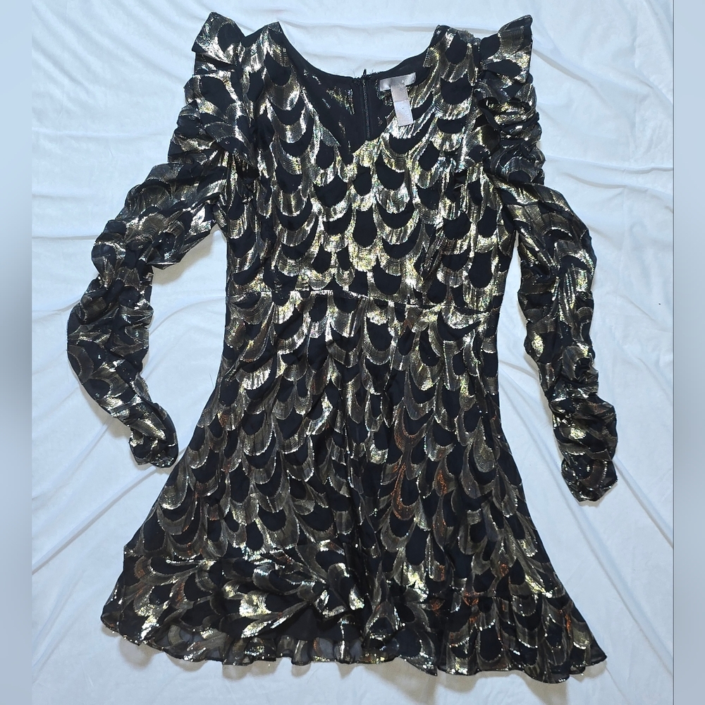 Elegant Black and Gold Prom Dress